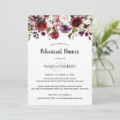 Bloemen in Bourgogne, Plum, Roze repetitie Diner Kaart (Staand voorkant)