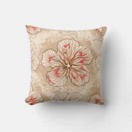 Bloemen in bruin en rood Sierkussen