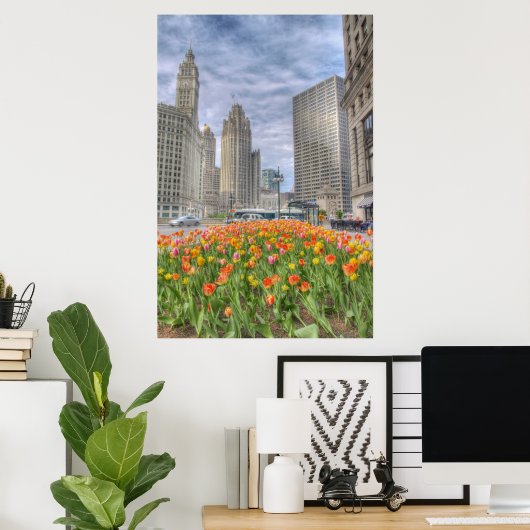 Bloemen in Chicago Poster (Thuiskantoor)