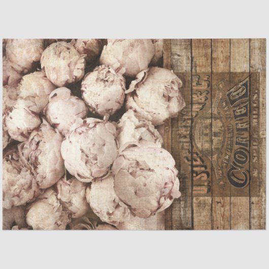  bloemen in Coffee Crate-decoupage Tissuepapier (Voorkant)