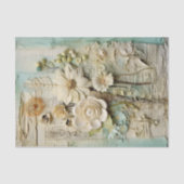  Bloemen in Cream & Mint Collage Decoupage Tissuepapier (Voorkant)