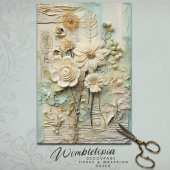  Bloemen in Cream & Mint Collage Decoupage Tissuepapier