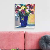 Bloemen in de blauwe vaas canvas afdruk (Insitu (Woonkamer))