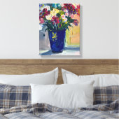 Bloemen in de blauwe vaas canvas afdruk (Insitu (Slaapkamer))