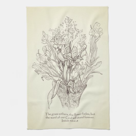 Bloemen in de handdoek van Dish van de Manuscript  (Verticaal)