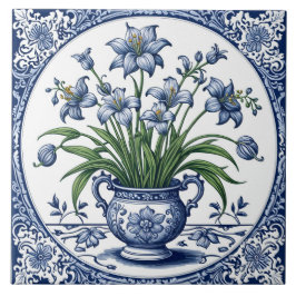 Bloemen in de kleur blauw tegeltje