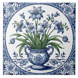 Bloemen in de kleur blauw tegeltje
