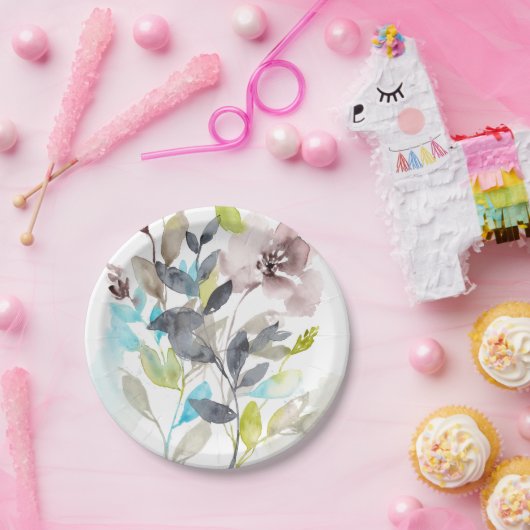 Bloemen in de Mix Papieren Bordje (Feest)