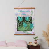 Bloemen in de muur, Blauwgroen wandtapijt Hangend Wandkleed (Slaapkamer)