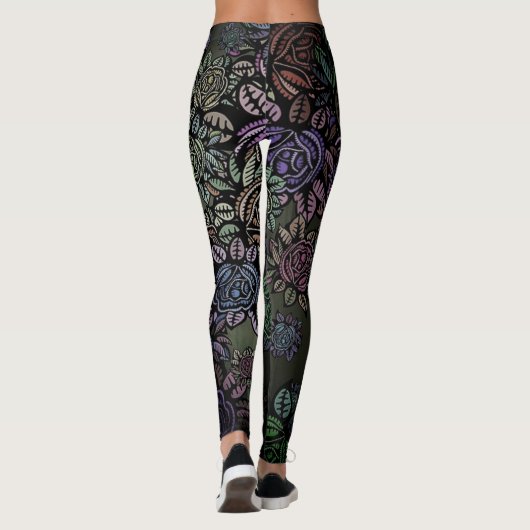 Bloemen in de nacht Leggings (Achterkant)
