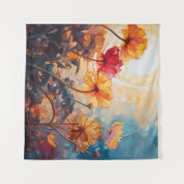 Bloemen in de Ochtend Zon waterverf schilderij Wandkleed (Voorkant (horizontaal))