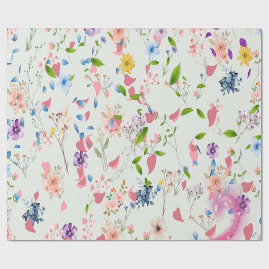 Bloemen in de roze wind cadeaupapier (Vlak)