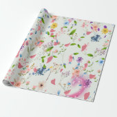 Bloemen in de roze wind cadeaupapier (Uitgerold)