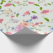 Bloemen in de roze wind cadeaupapier (Hoek)