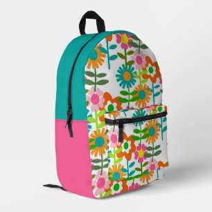 Bloemen in de stijl van de jaren 60 bedrukte rugzak