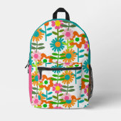 Bloemen in de stijl van de jaren 60 bedrukte rugzak (Voorkant)