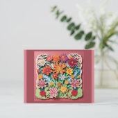Bloemen in de tuin | Papierkunst Briefkaart (Staand voorkant)