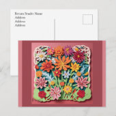 Bloemen in de tuin | Papierkunst Briefkaart (Voorkant / Achterkant)
