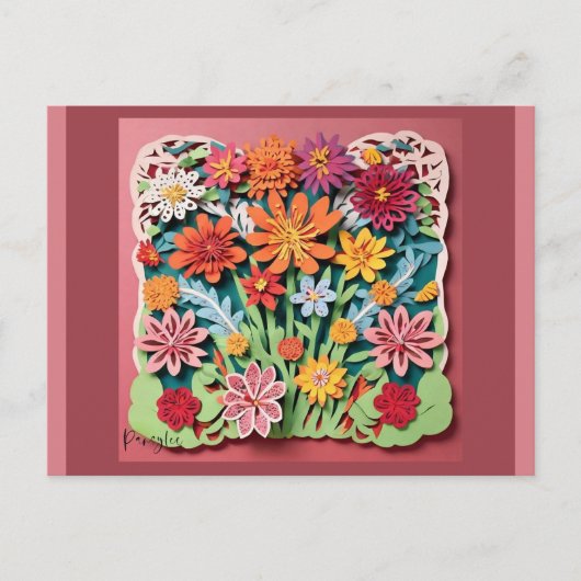 Bloemen in de tuin | Papierkunst Briefkaart (Voorkant)
