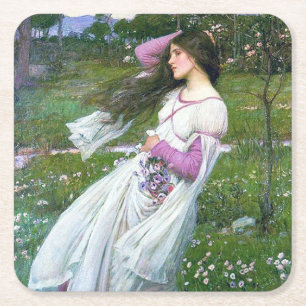Bloemen in de wind, John William Waterhouse Kartonnen Onderzetters