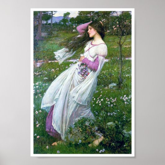 Bloemen in de wind, John William Waterhouse Poster (Voorkant)
