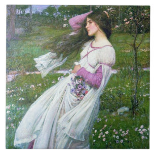 Bloemen in de wind, John William Waterhouse Tegeltje
