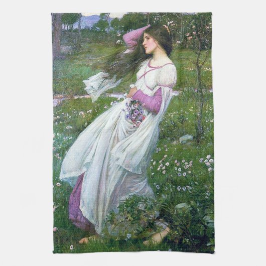 Bloemen in de wind, John William Waterhouse Theedoek (Verticaal)