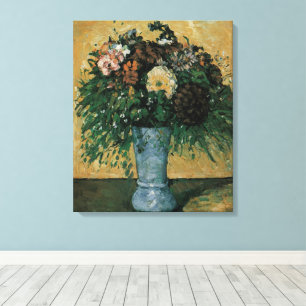 Bloemen in een blauwe vaas door Paul Cezanne Vinta Canvas Afdruk