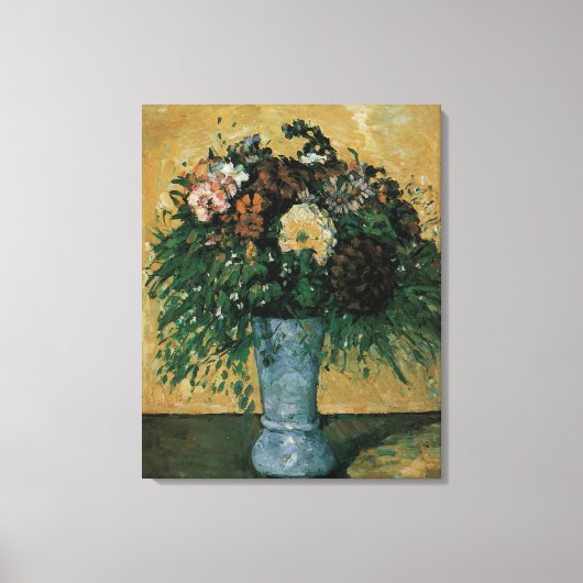 Bloemen in een blauwe vaas door Paul Cezanne Vinta Canvas Afdruk (Voorkant)