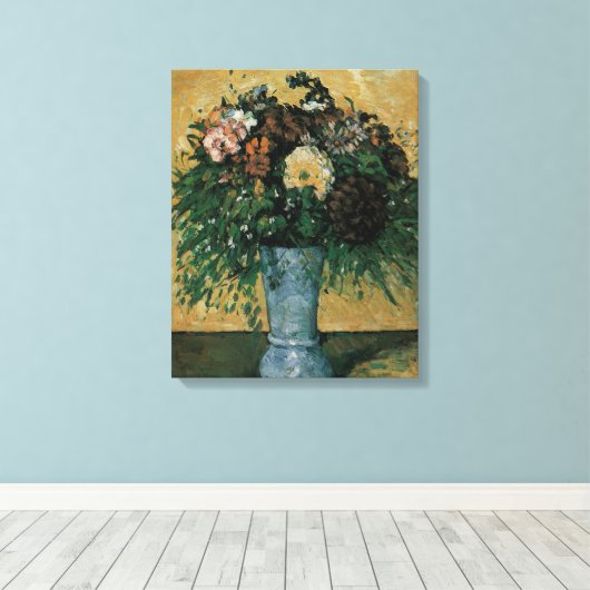 Bloemen in een blauwe vaas door Paul Cezanne Vinta Canvas Afdruk (Insitu (Houten vloer))