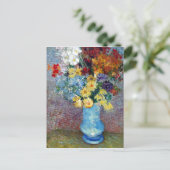 Bloemen in een blauwe vaas door Vincent van Gogh Briefkaart (Staand voorkant)