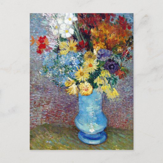 Bloemen in een blauwe vaas door Vincent van Gogh Briefkaart (Voorkant)