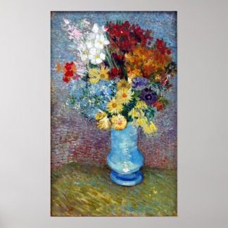 Bloemen in een blauwe vaas door Vincent van Gogh Poster