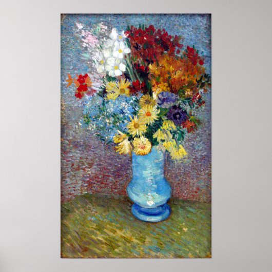 Bloemen in een blauwe vaas door Vincent van Gogh Poster (Voorkant)