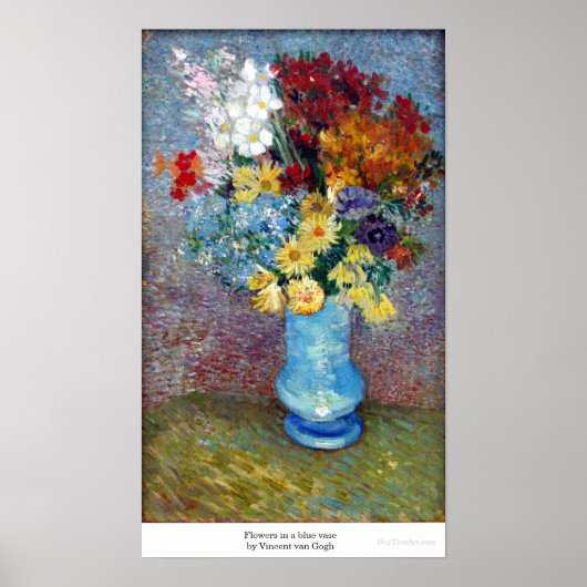 Bloemen in een blauwe vaas door Vincent van Gogh Poster (Voorkant)