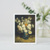 Bloemen in een Blauwe Vaas, Vincent van Gogh Briefkaart (Staand voorkant)