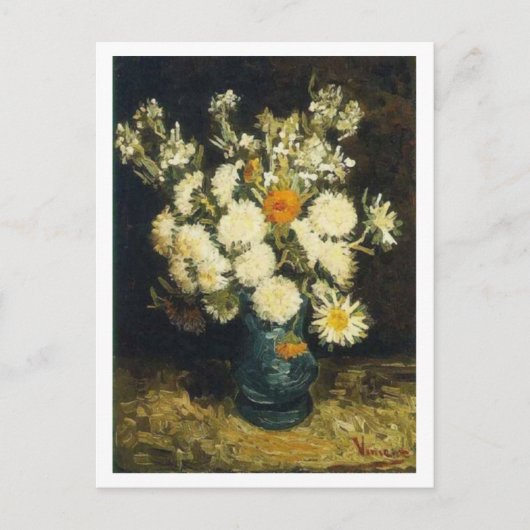 Bloemen in een Blauwe Vaas, Vincent van Gogh Briefkaart (Voorkant)