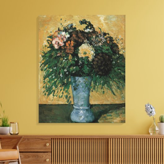 Bloemen in een Blauwe Vase door Paul Cezanne  Art Canvas Afdruk (Insitu (Woonkamer))
