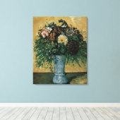 Bloemen in een Blauwe Vase door Paul Cezanne  Art Canvas Afdruk (Insitu (Houten vloer))