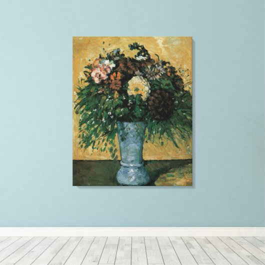 Bloemen in een Blauwe Vase door Paul Cezanne  Art Canvas Afdruk (Insitu (Houten vloer))