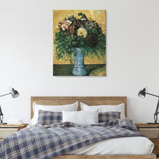 Bloemen in een Blauwe Vase door Paul Cezanne  Art Canvas Afdruk (Insitu (Slaapkamer))