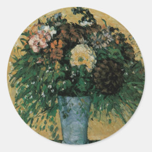 Bloemen in een Blauwe Vase door Paul Cezanne  Art Ronde Sticker