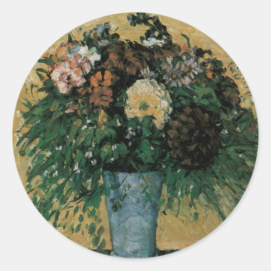 Bloemen in een Blauwe Vase door Paul Cezanne  Art Ronde Sticker (Voorkant)
