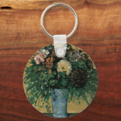Bloemen in een Blauwe Vase door Paul Cezanne  Art Sleutelhanger (Voorkant)