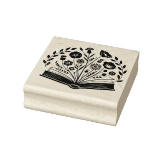 Bloemen in een boek rubberstempel