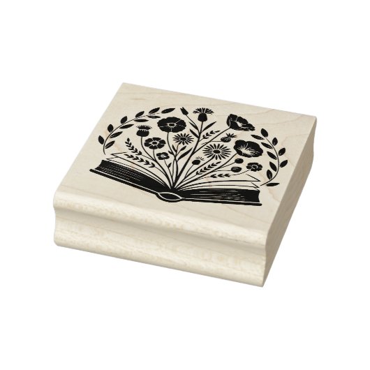 Bloemen in een boek rubberstempel (Stempel)