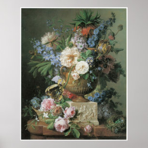 Bloemen in een broodrooster met vogelnest 1783 poster
