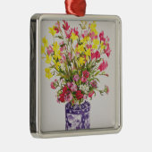 Bloemen in een Chinese pot Metalen Ornament (Rechts)