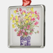 Bloemen in een Chinese pot Metalen Ornament (Links)
