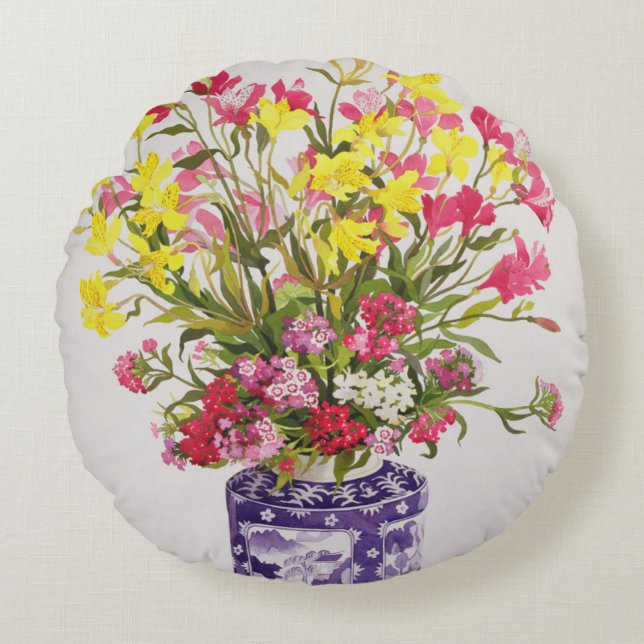 Bloemen in een Chinese pot Rond Kussen (Voorkant)